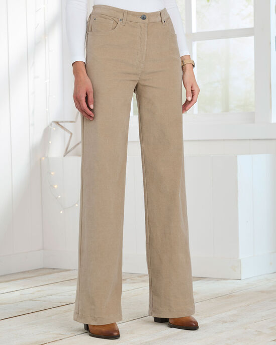 Wide-Leg Stretch Cord Trousers