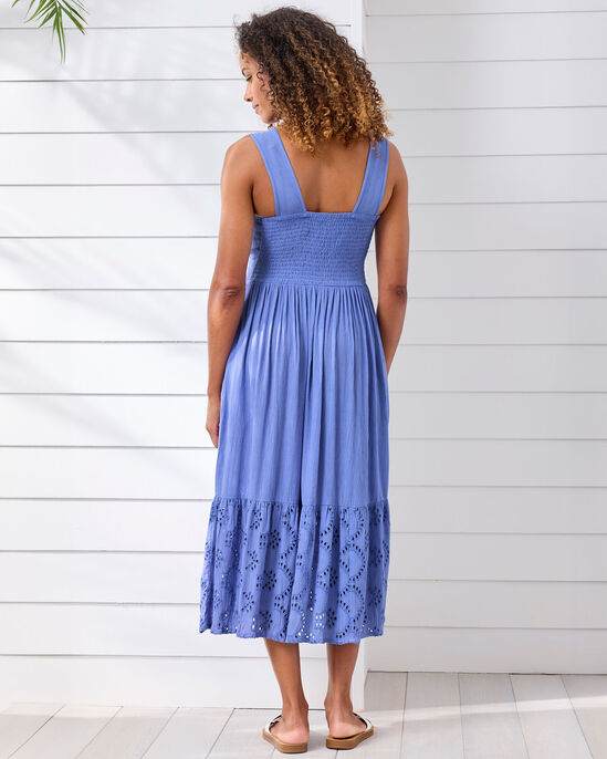 Crinkle Tiered Midi Broderie Dress