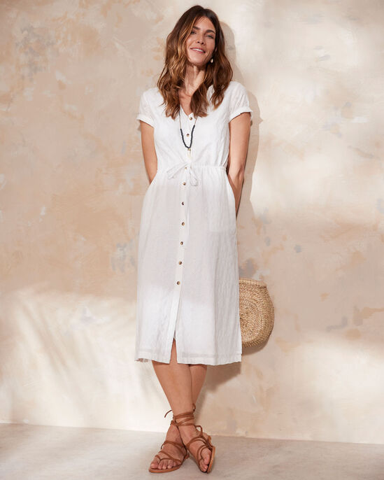 Bonnie Broderie Midi Dress - White