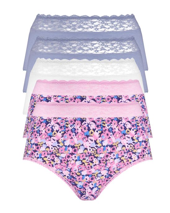 5 Pack Cotton Lace Full Knickers