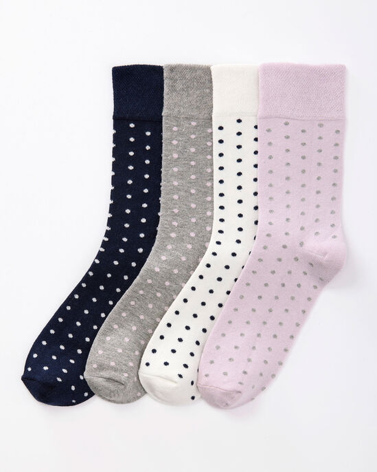 4 Pack Comfort Top Spot Socks 