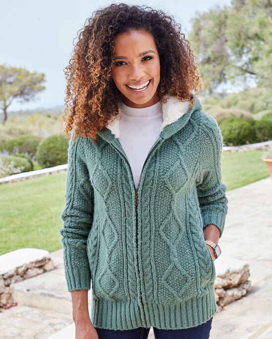 Cable Hooded Zip Cardigan