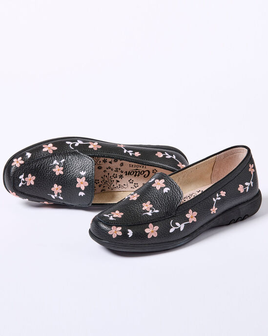Leather Embroidered Loafers