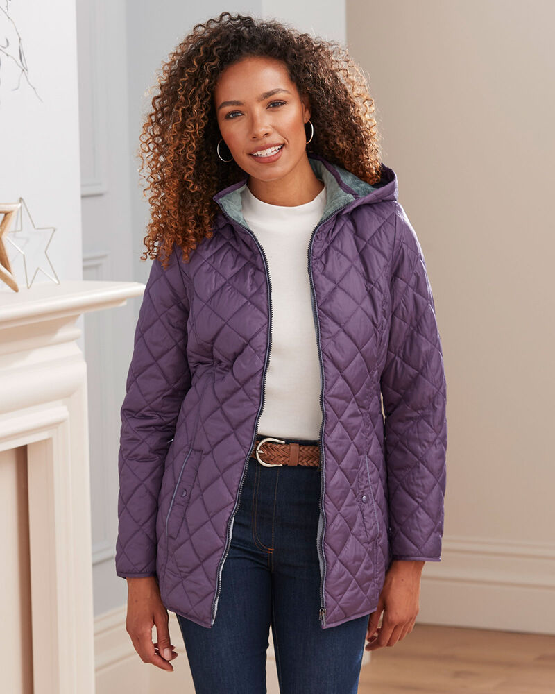 Faux Fur-Lined Hooded Quilted Jacket at Cotton Traders