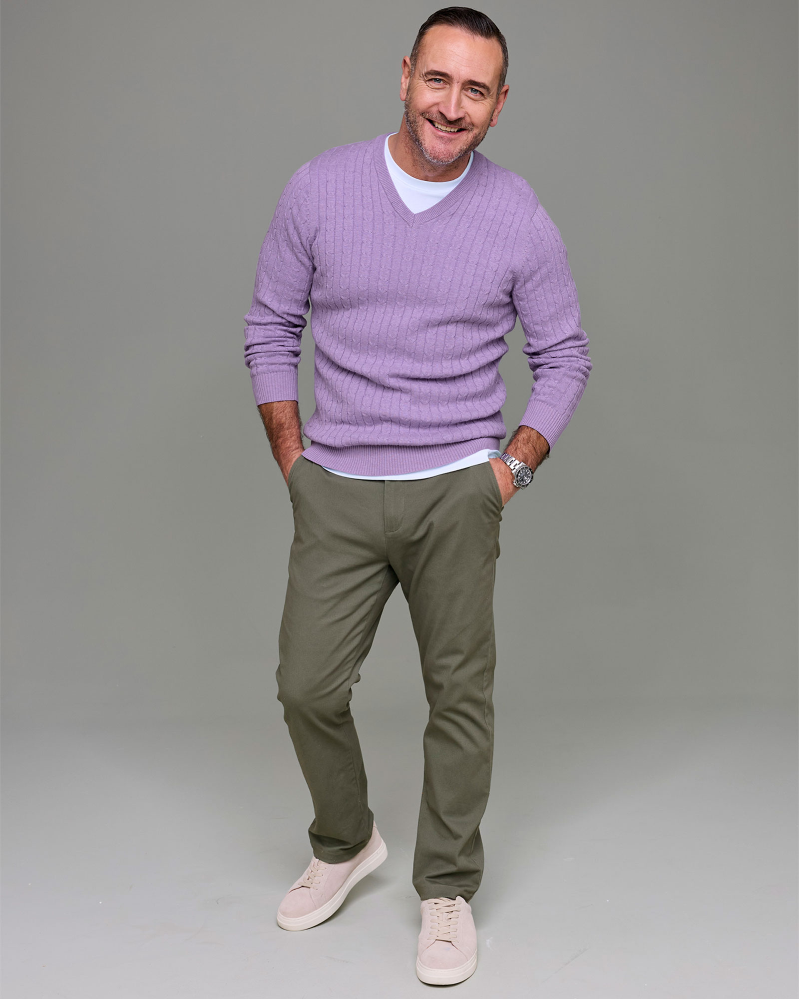 Flat Front Stretch Chino Trousers