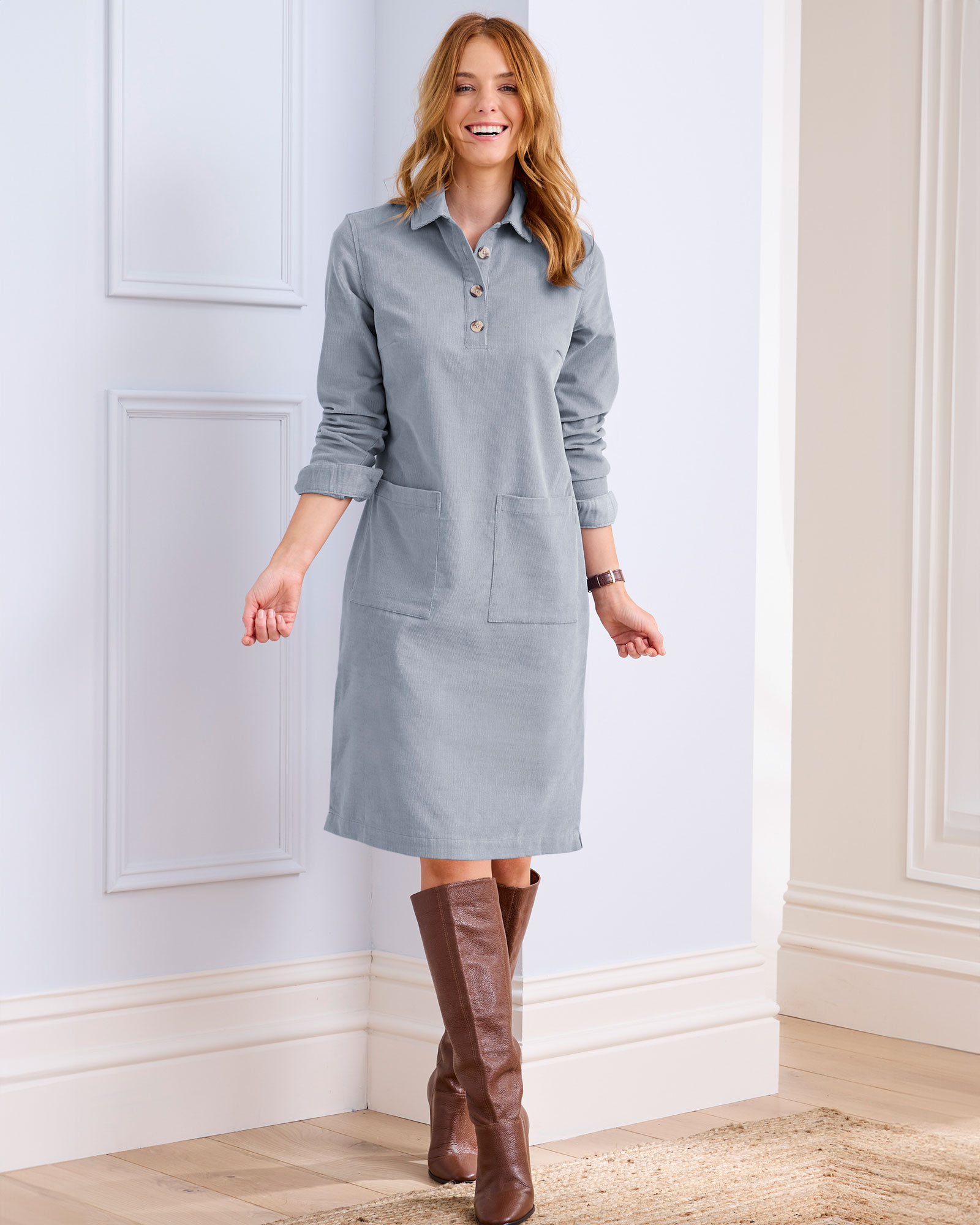 Cotton Cord Knee Length Dress