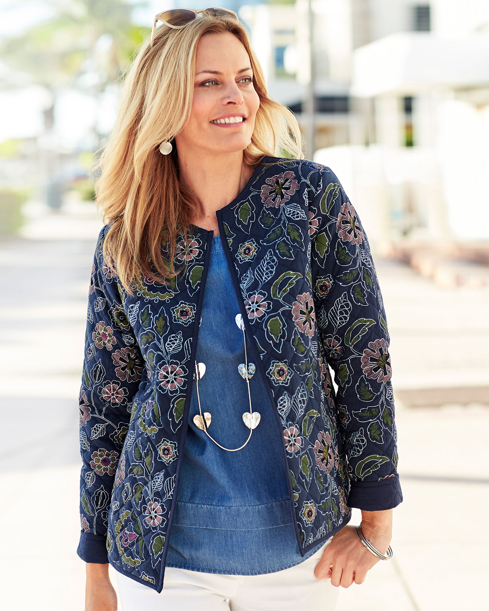 floral quilted jacket womens