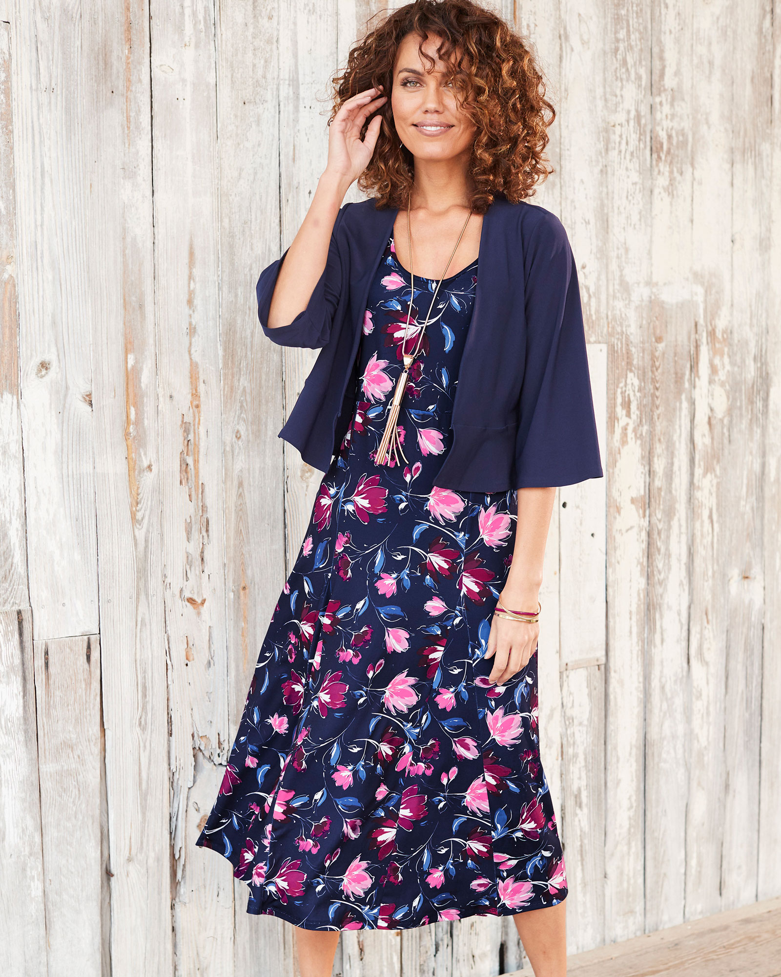 Midi Dress With Shrug at Cotton Traders