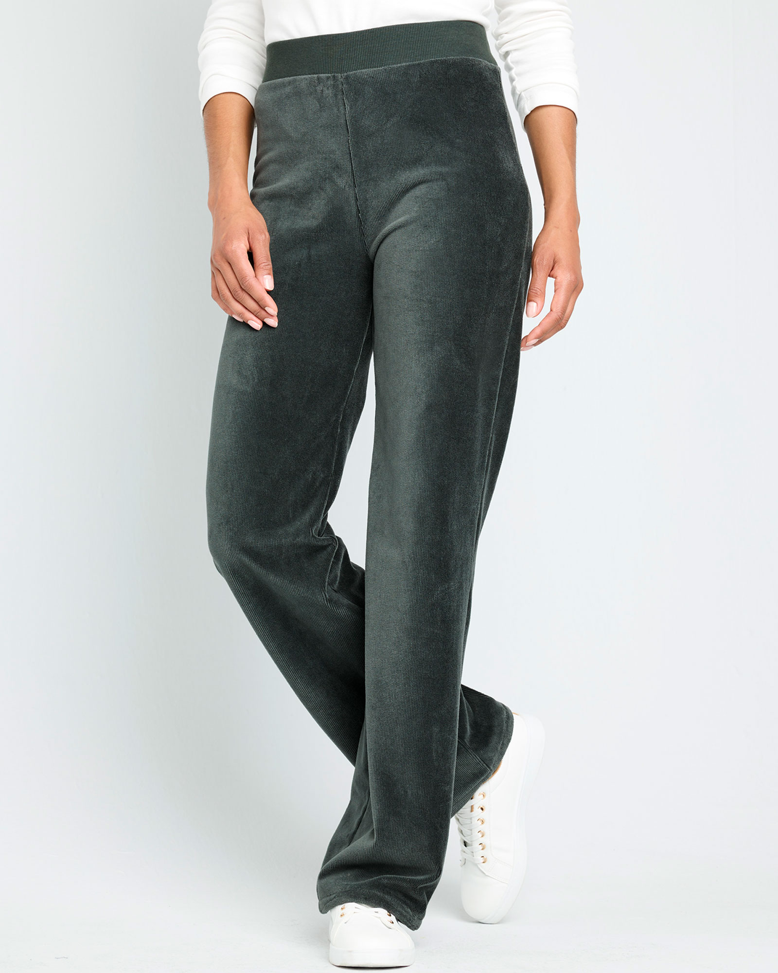Wide Leg Jersey Cord Stretch Pull On Trousers