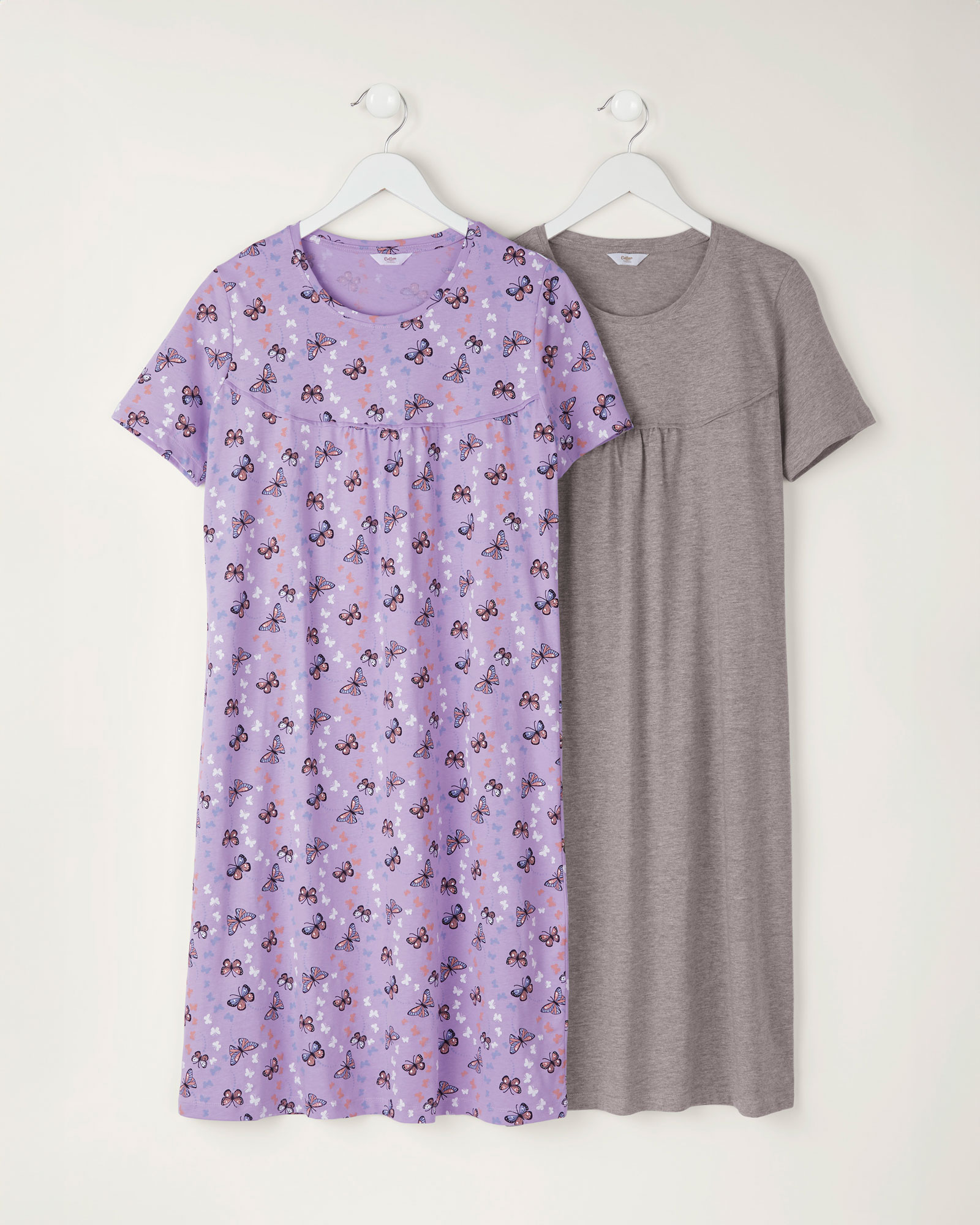 2 Pack Gathered Front Nightdresses