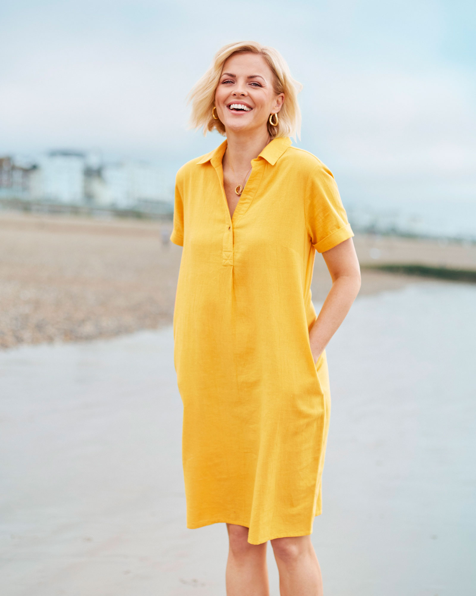 Sunshine Cotton Linen Blend Dress at Cotton Traders
