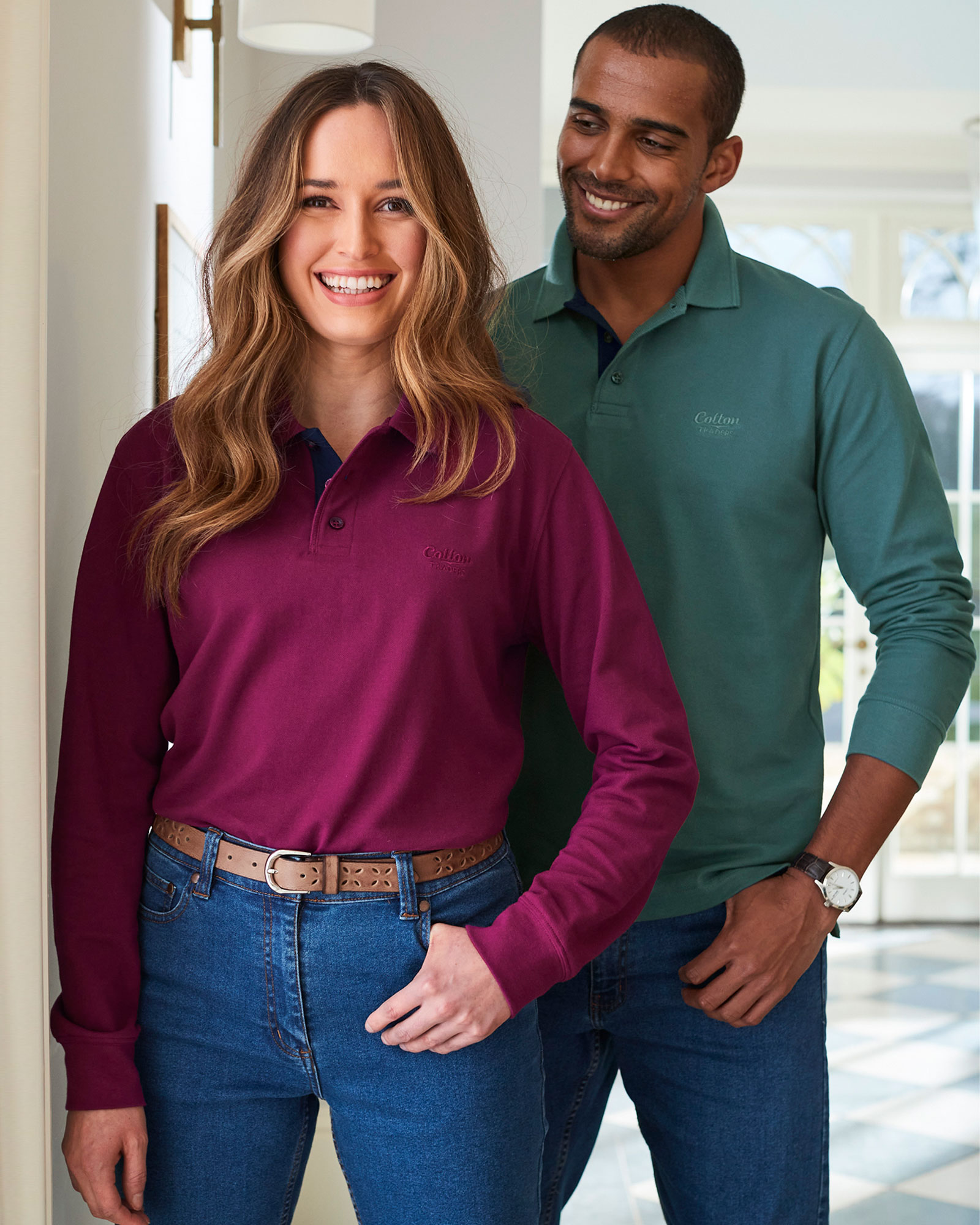 Cotton traders mens deals long sleeve polo shirts