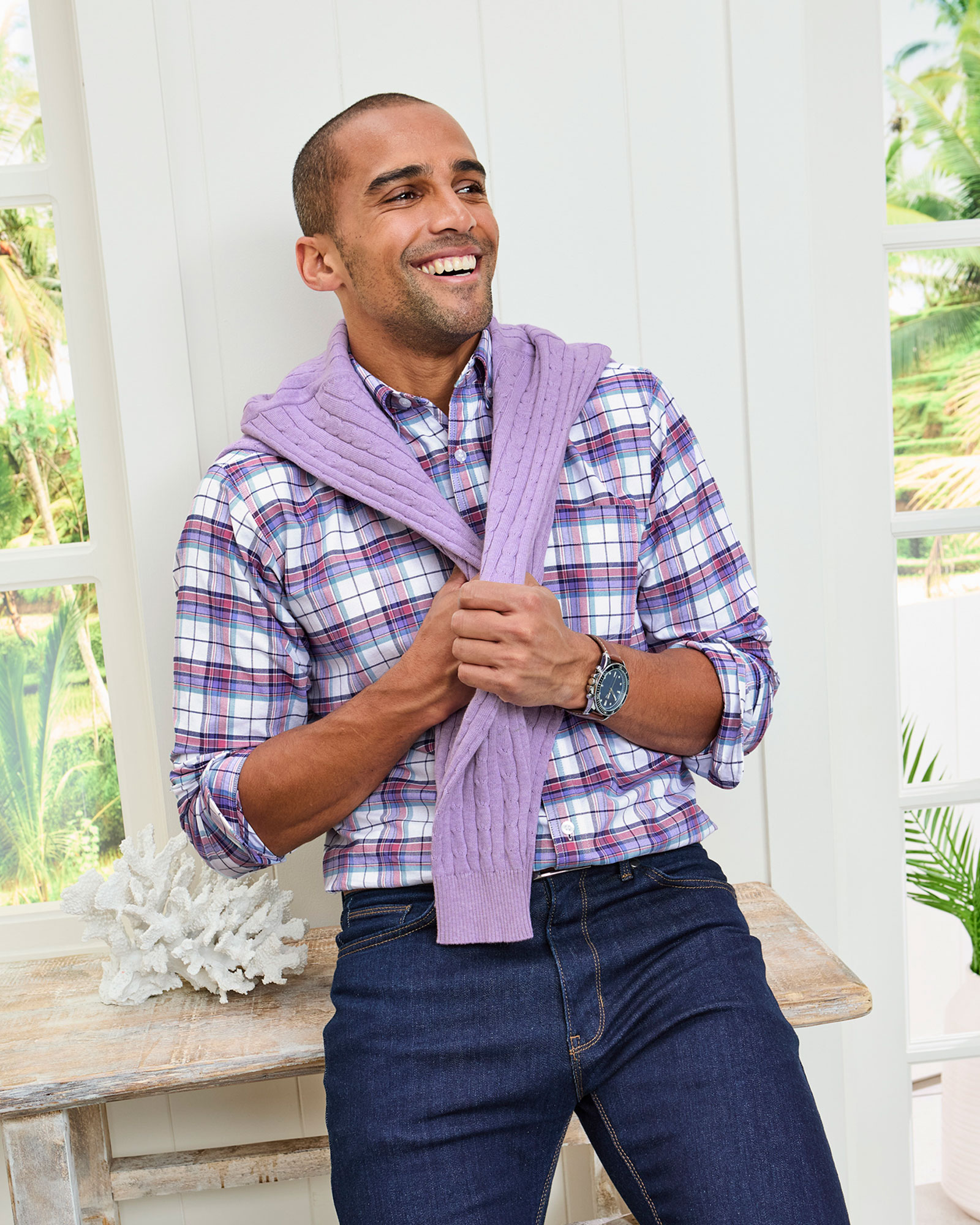 Long Sleeve Patterned Oxford Shirt