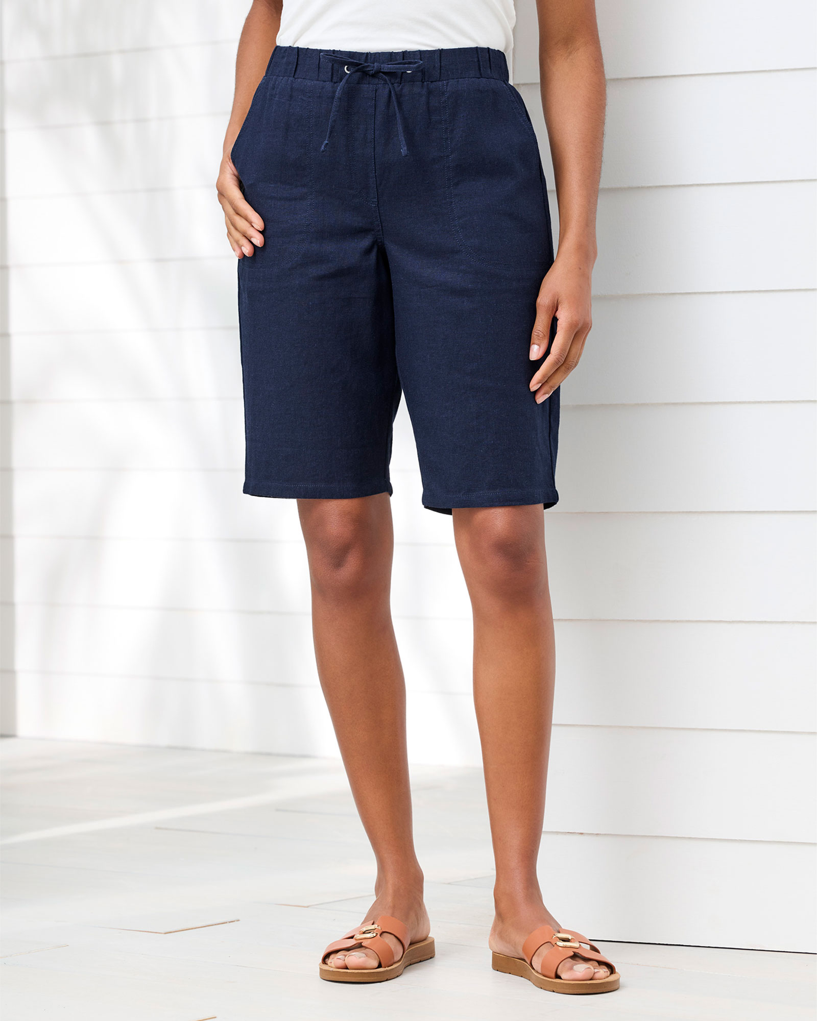 Linen-Blend Relaxed Fit Shorts