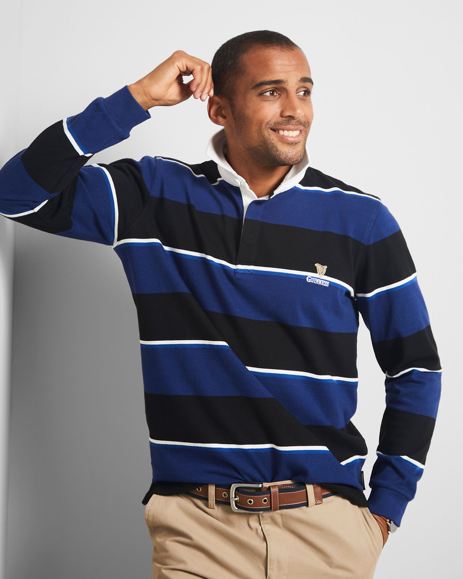 Guinness™ Long Sleeve Stripe Rugby Shirt at Cotton Traders