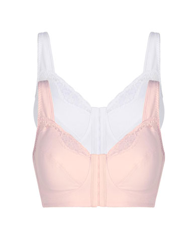 2 Pack Macy Front-Fasten Bras at Cotton Traders