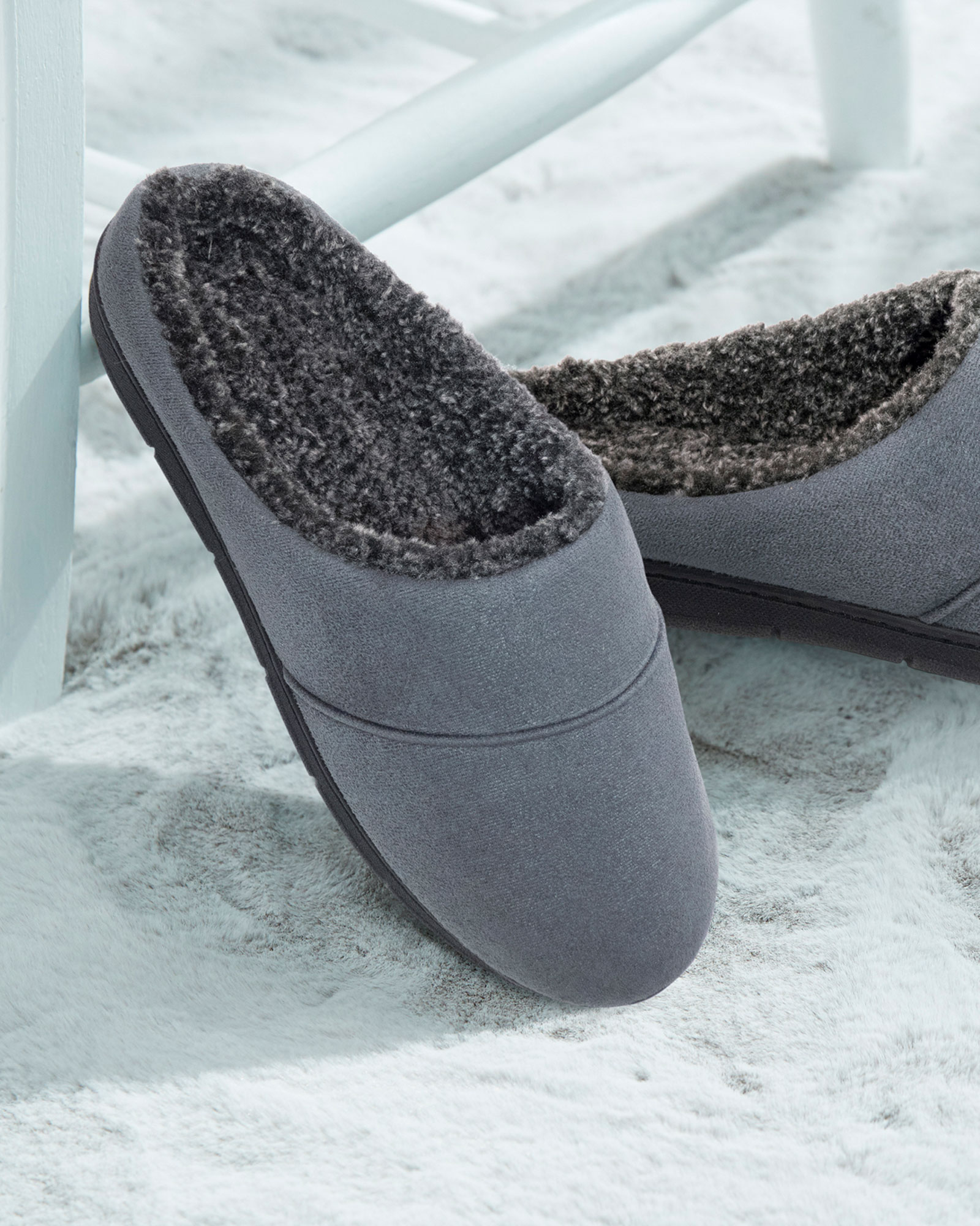 Fleece Lined Mule Slippers at Cotton Traders