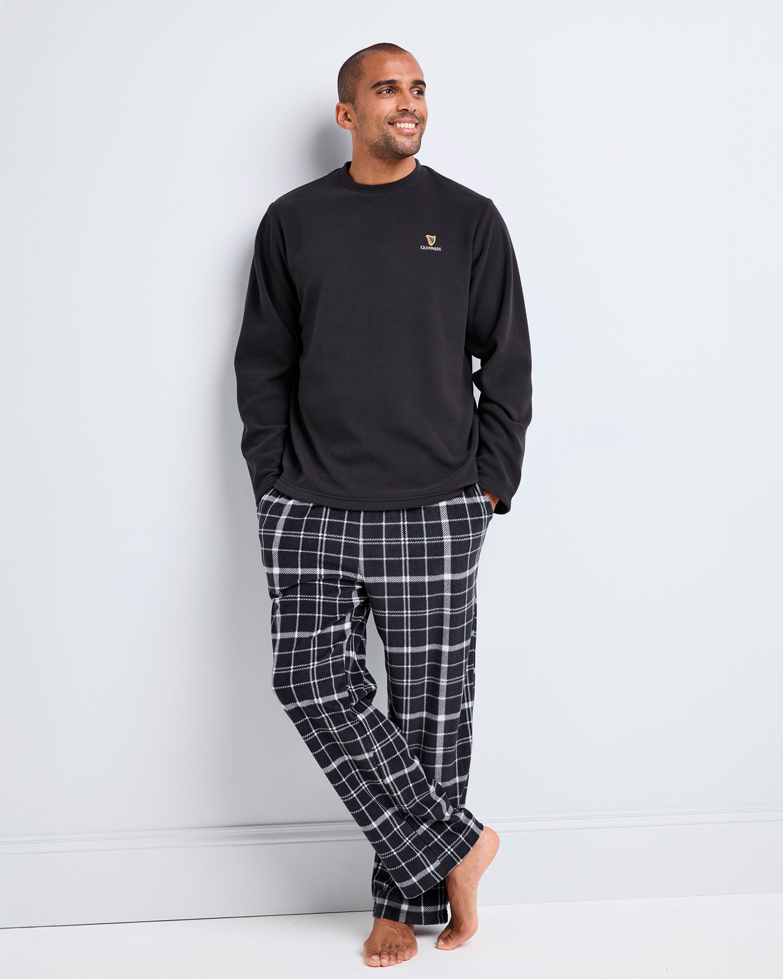 Size M L Black Guinness Fleece Pyjama Set