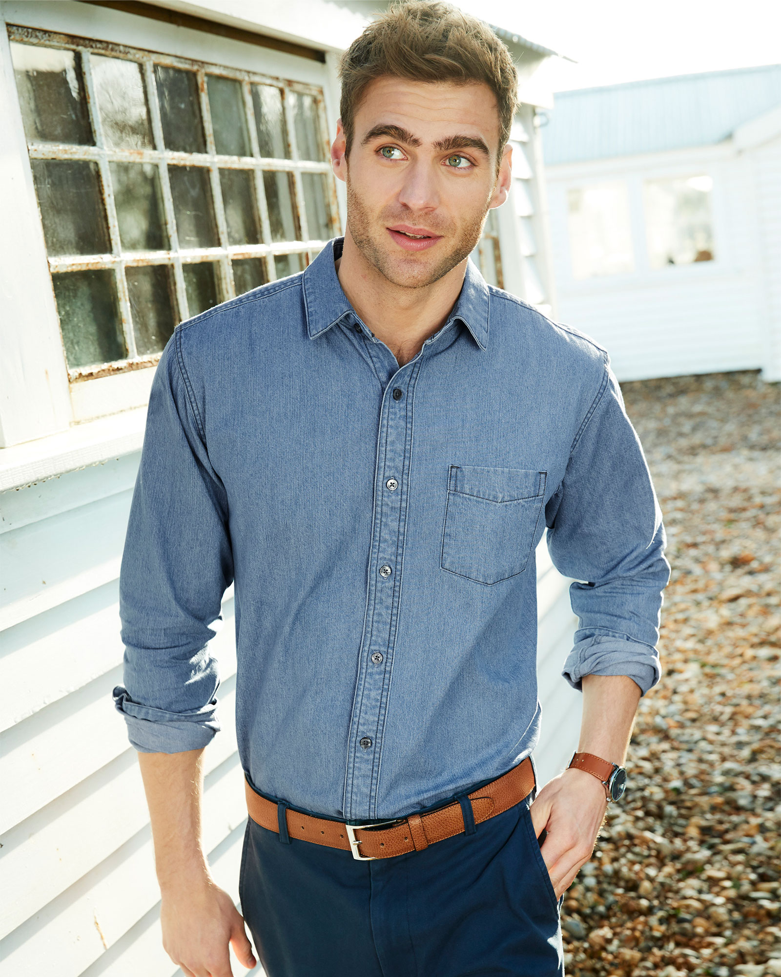 Men's denim shop long sleeve shirt