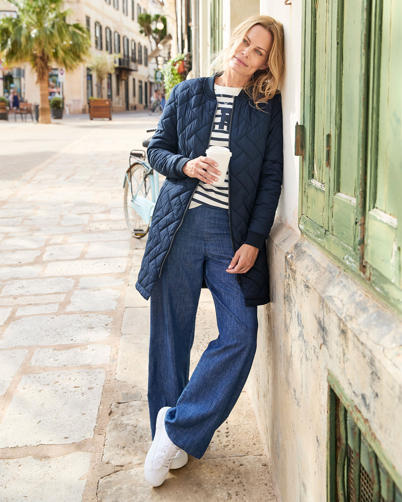Collarless Quilted Jacket