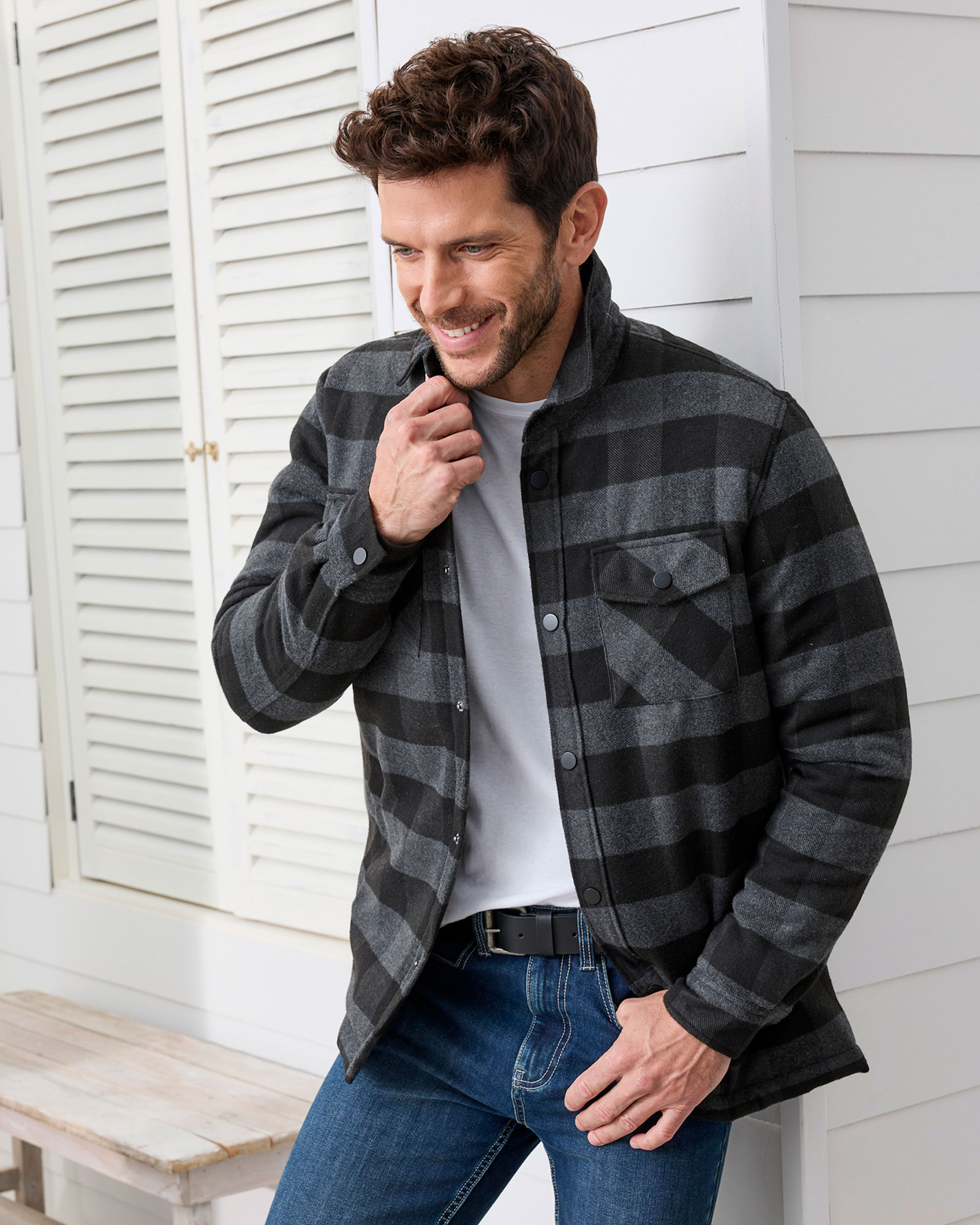 Mens quilted lined flannel shirt discount